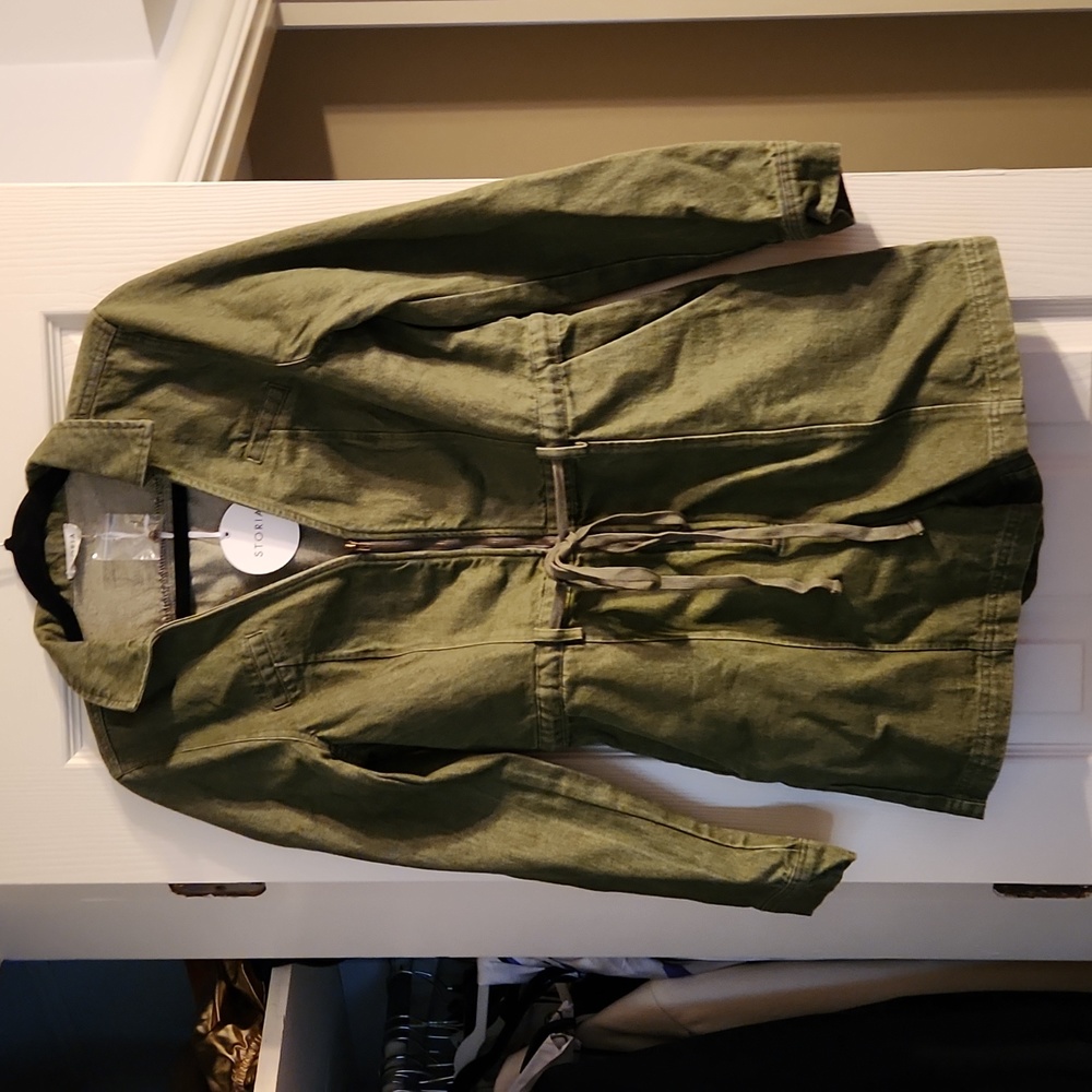 Stories size L olive denim long sleeve romper